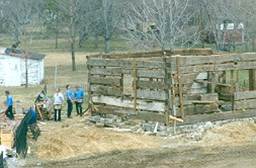 5-17-15-Original log walls assembled