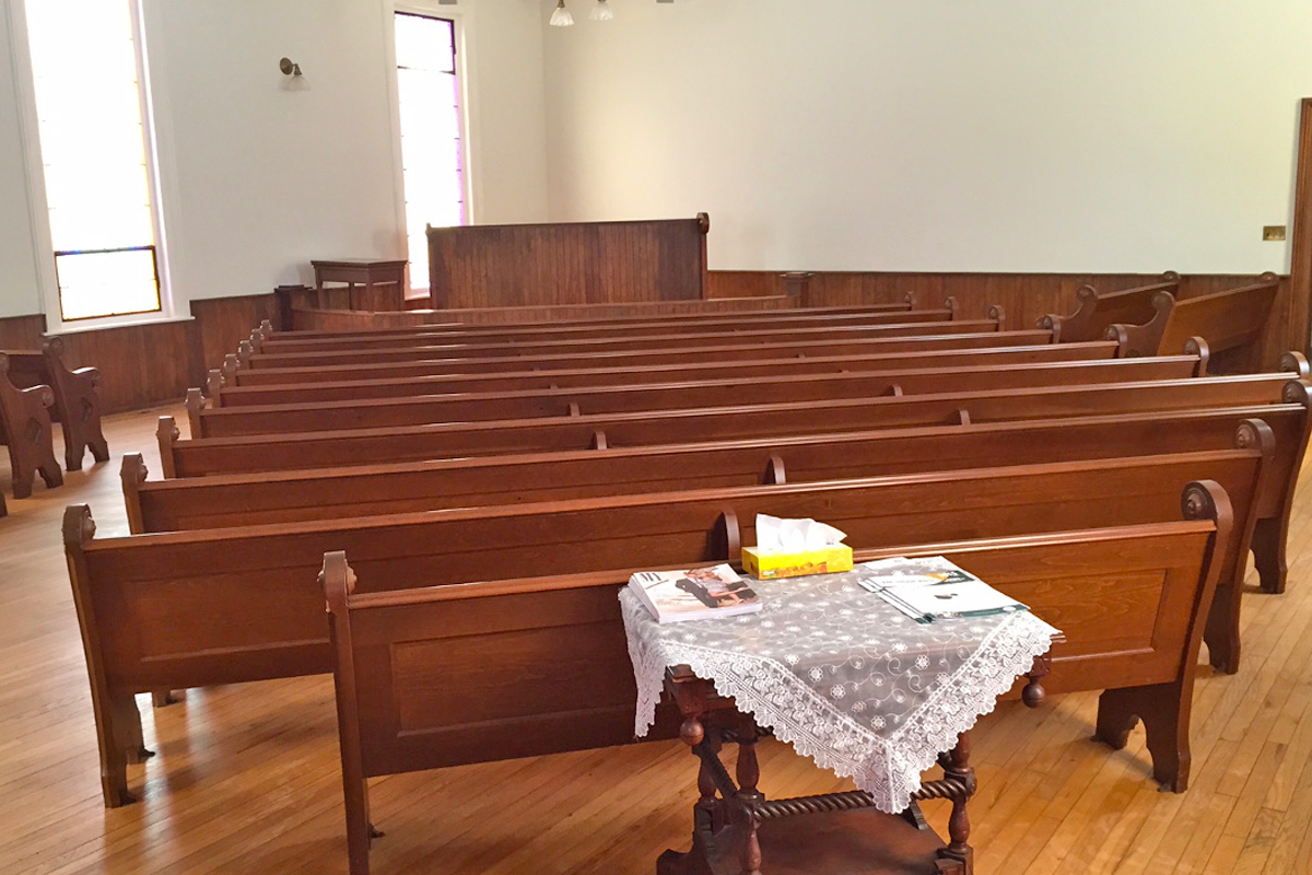 Church interior ready for a meeting as well as a wedding